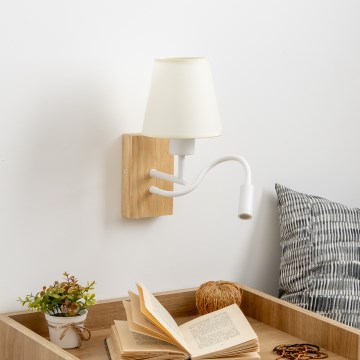 Brilagi - LED Lampada flessibile da muro NUBILA WOOD 1xE27/25W/230V + LED/3W quercia/color crema