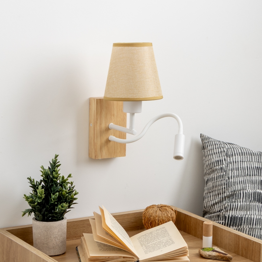 Brilagi - LED Lampada flessibile da muro NUBILA WOOD 1xE27/25W/230V + LED/3W quercia/marrone chiaro