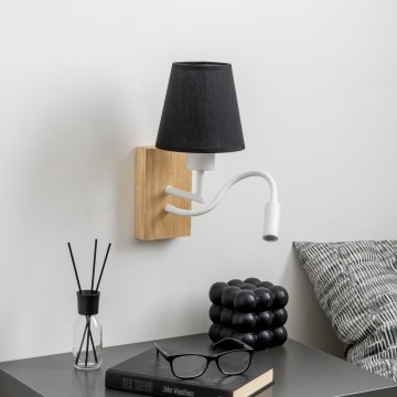 Brilagi - LED Lampada flessibile da muro NUBILA WOOD 1xE27/25W/230V + LED/3W quercia/nero