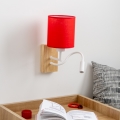 Brilagi - LED Lampada flessibile da muro NUBILA WOOD 1xE27/25W/230V + LED/3W quercia/rosso