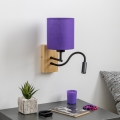 Brilagi - LED Lampada flessibile da muro NUBILA WOOD 1xE27/25W/230V + LED/3W quercia/viola