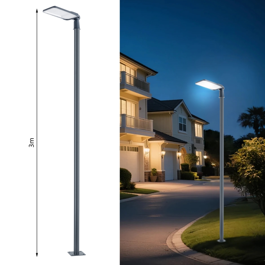 Brilagi - Lampione stradale LED da esterno con palo e snodo da 3 m URBANLIGHT LED/200W/230V antracite IP65