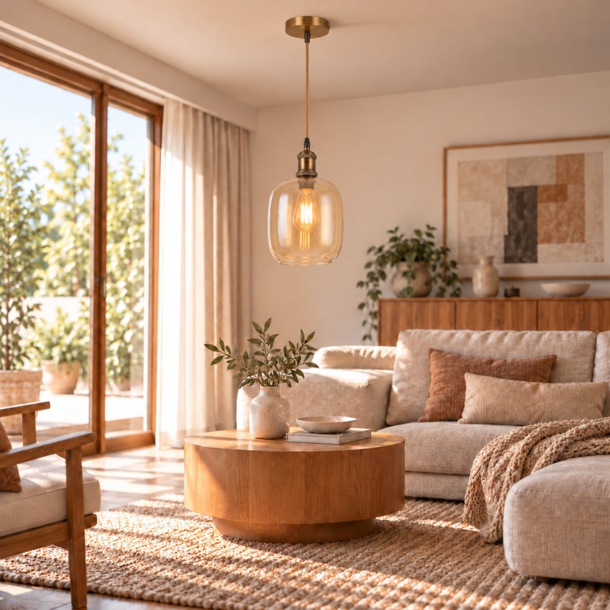 BRILAGI - Lampada a sospensione LED su cavo RETRO GLASS 1xE27/60W/230V Ø 14 cm oro/marrone fumé