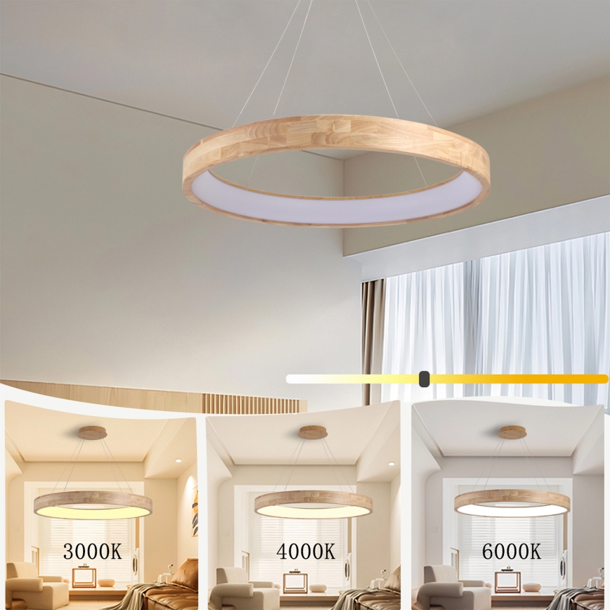 Brilagi - Lampadario LED a sospensione con cavo FALCON WOOD LED/60W/230V 3000/4000/6000K Ø 80 cm, finitura in legno
