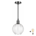 BRILAGI - LED Lampadario a cavo RETRO GLASS 1xE27/60W/230V Ø 18 cm nero/trasparente