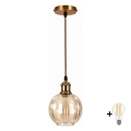 BRILAGI - LED Lampadario a cavo RETRO GLASS 1xE27/60W/230V Ø 18 cm oro/marrone fumé