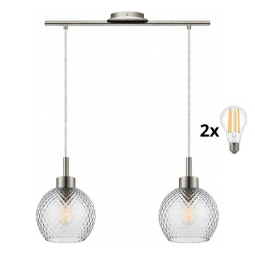 BRILAGI - LED lampadario a cavo RETRO GLASS 2xE27/60W/230V cromo opaco/grigio fumé