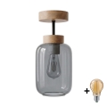 BRILAGI - LED lampadario a montaggio superficiale RETRO GLASS 1xE27/60W/230V Ø 14 cm rovere/grigio fumé