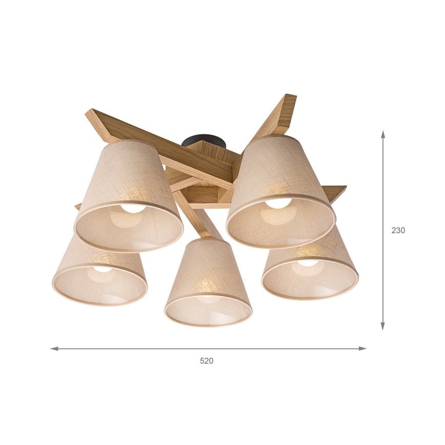Brilagi - LED  Lampadario a plafone ANTHONY 5xE14/40W/230V quercia/beige