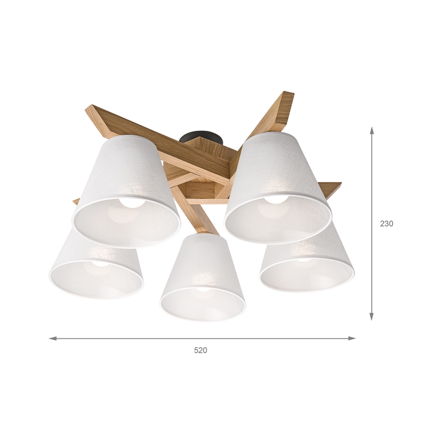 Brilagi - LED  Lampadario a plafone ANTHONY 5xE14/40W/230V quercia/bianco