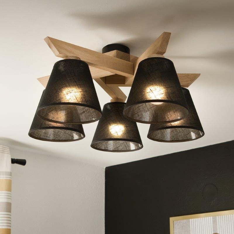 Brilagi - LED  Lampadario a plafone ANTHONY 5xE14/40W/230V quercia/nero