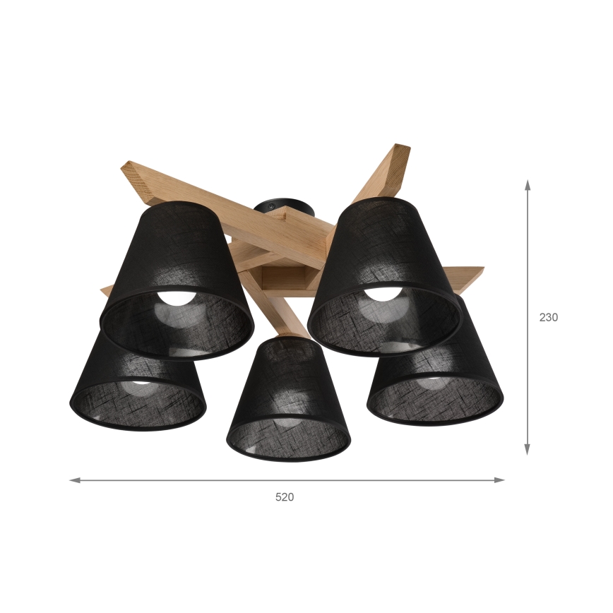 Brilagi - LED  Lampadario a plafone ANTHONY 5xE14/40W/230V quercia/nero