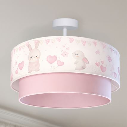 Brilagi - Plafoniera LED a montaggio superficiale per bambini BOBO, 1xE27/10W/230V, Ø 40 cm, crema/rosa con coniglietti
