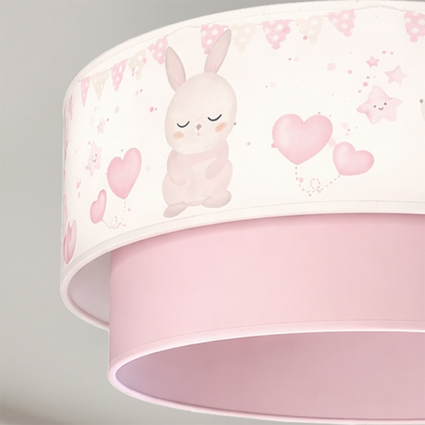 Brilagi - Plafoniera LED a montaggio superficiale per bambini BOBO, 1xE27/10W/230V, Ø 40 cm, crema/rosa con coniglietti