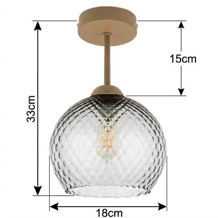 BRILAGI - LED Lampadario a plafone RETRO GLASS 1xE27/60W/230V Ø 18 cm beige/grigio fumé