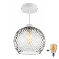 BRILAGI - LED Lampadario a plafone RETRO GLASS 1xE27/60W/230V Ø 25 cm bianco/grigio fumé