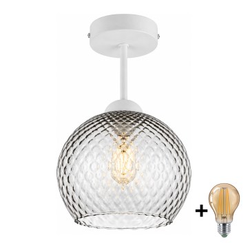 BRILAGI - LED Lampadario a plafone RETRO GLASS 1xE27/60W/230V Ø 25 cm bianco/grigio fumé