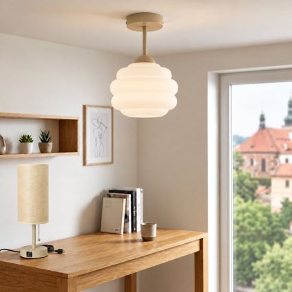 BRILAGI - LED Lampadario a soffitto a montaggio superficiale RETRO GLASS 1xE27/60W/230V Ø 20 cm beige/bianco