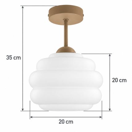 BRILAGI - LED Lampadario a soffitto a montaggio superficiale RETRO GLASS 1xE27/60W/230V Ø 20 cm beige/bianco