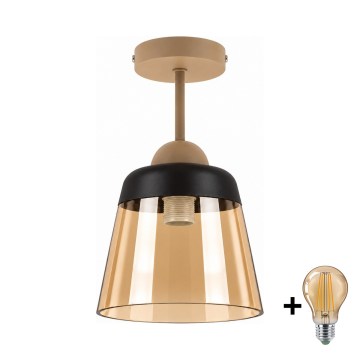 BRILAGI - LED Lampadario a soffitto RETRO GLASS 1xE27/60W/230V Ø 15,5 cm beige/beige fumé