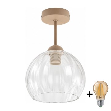 BRILAGI - LED lampadario a soffitto RETRO GLASS 1xE27/60W/230V Ø 25 cm beige/trasparente