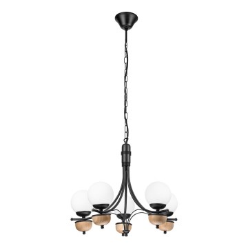 Brilagi - LED Lampadario a sospensione con catena COTTAGE 5xG9/40W/230V faggio/bianco