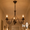 BRILAGI - LED Lampadario a sospensione con catena STEFANO 3xE14/40W/230V patina nera