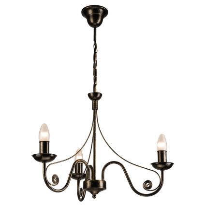 Brilagi - LED Lampadario a sospensione con catena STEFANO 3xE14/40W/230V patina nera
