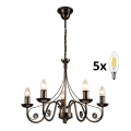 Brilagi - LED Lampadario a sospensione con catena STEFANO 5xE14/40W/230V patina nera