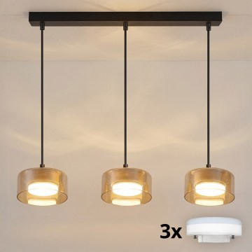 Brilagi - LED Lampadario a sospensione con cavo AURA LUX 3xGX53/30W/230V nero/oro