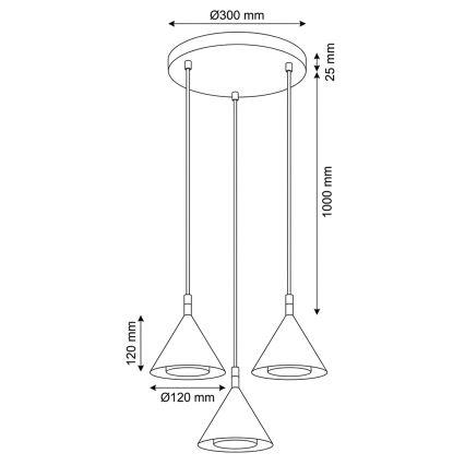 BRILAGI - LED Lampadario a sospensione con cavo CONE TRIPLE ROUND 3xGX53/15W/230V nero