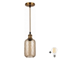BRILAGI - LED Lampadario a sospensione con cavo RETRO GLASS 1xE27/60W/230V Ø 14 cm oro/marrone fumé