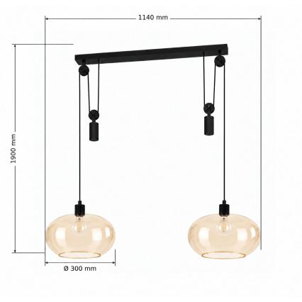 BRILAGI - LED Lampadario a sospensione con cavo RETRO GLASS 2xE27/40W/230V nero/beige fumato