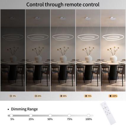 Brilagi - Lampadario LED dimmerabile a sospensione con cavo TWISTER LED/75W/230V 3000-6000K Ø 70 cm bianco + telecomando