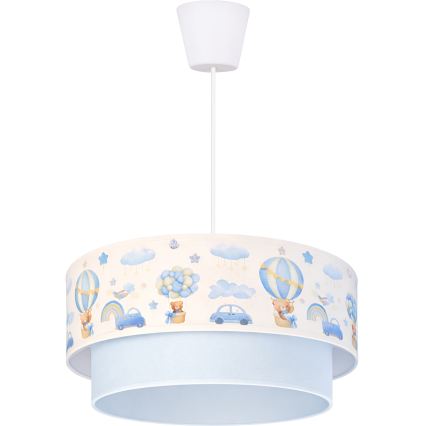 Brilagi - Lampadario LED per cameretta BOBO a sospensione con cavo 1xE27/60W/230V diam. 40 cm crema/blu/orsetti
