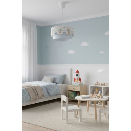 Brilagi - Lampadario LED per cameretta BOBO a sospensione con cavo 1xE27/60W/230V diam. 40 cm crema/blu/orsetti