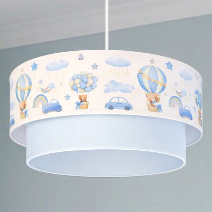 Brilagi - Lampadario LED per cameretta BOBO a sospensione con cavo 1xE27/60W/230V diam. 40 cm crema/blu/orsetti
