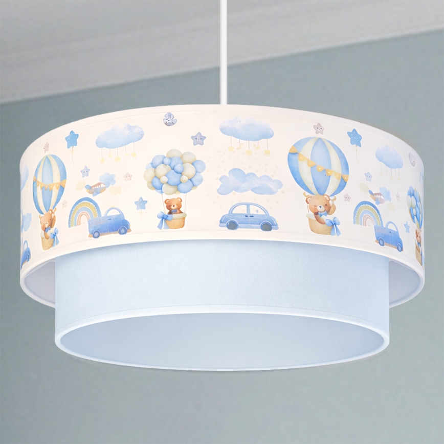 Brilagi - Lampadario LED per cameretta BOBO a sospensione con cavo 1xE27/60W/230V diam. 40 cm crema/blu/orsetti