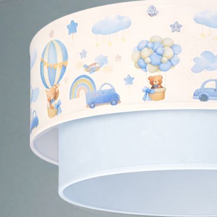 Brilagi - Lampadario LED per cameretta BOBO a sospensione con cavo 1xE27/60W/230V diam. 40 cm crema/blu/orsetti