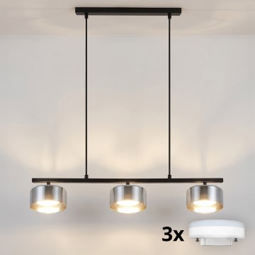 Brilagi - LED Lampadario a sospensione su cavo AURA LUX 3xGX53/30W/230V nero/fumé