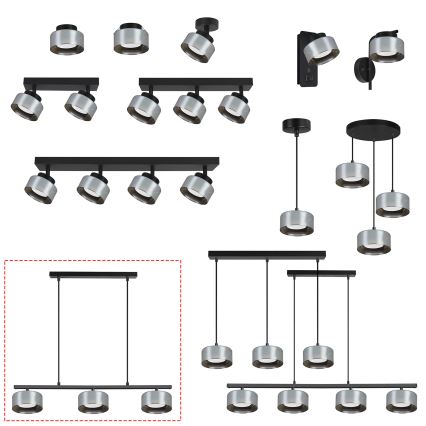 Brilagi - LED Lampadario a sospensione su cavo AURA LUX 3xGX53/30W/230V nero/fumé