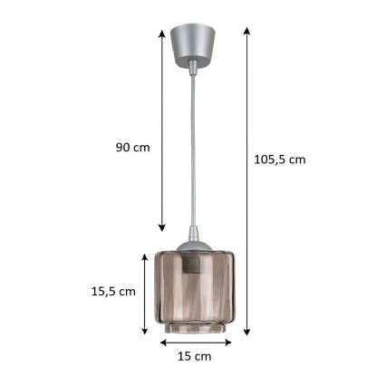 Brilagi - Lampadario LED a sospensione con cavo RETRO GLASS 1xE27/60W/230V Ø 15 cm argento/beige fumé
