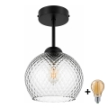 BRILAGI - LED Lampadario da soffitto a montaggio superficiale RETRO GLASS 1xE27/60W/230V Ø 18 cm nero/grigio fumé