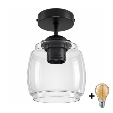 BRILAGI - LED Lampadario da soffitto a montaggio superficiale RETRO GLASS 1xE27/60W/230V Ø 26 cm nero/grigio fumé