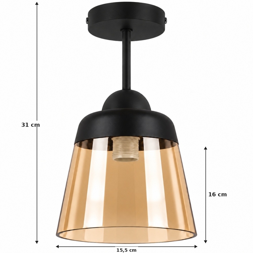 BRILAGI - Plafoniera LED RETRO GLASS 1xE27/60W/230V Ø 15,5 cm nero/beige fumé