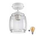 BRILAGI - LED Lampadario da soffitto RETRO GLASS 1xE27/60W/230V Ø 26 cm bianco/grigio fumé