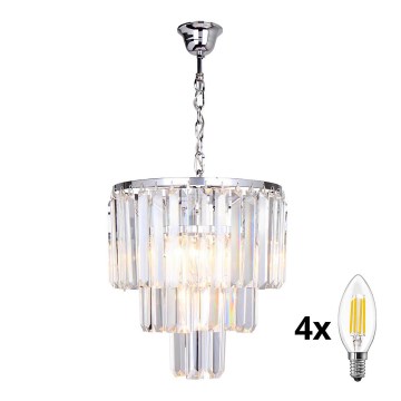 Brilagi - LED Lampadario di cristallo a sospensione con catena MOZART 4xE14/40W/230V cromo lucido