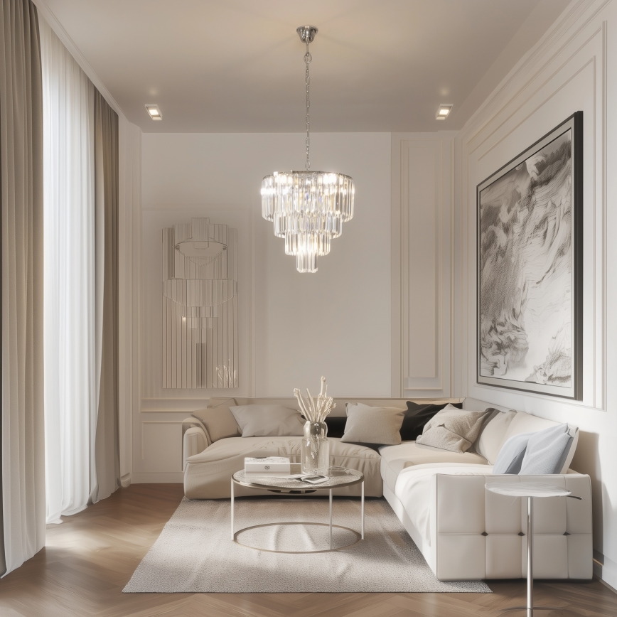 Brilagi - LED Lampadario di cristallo a sospensione con catena MOZART 5xE14/40W/230V cromo lucido