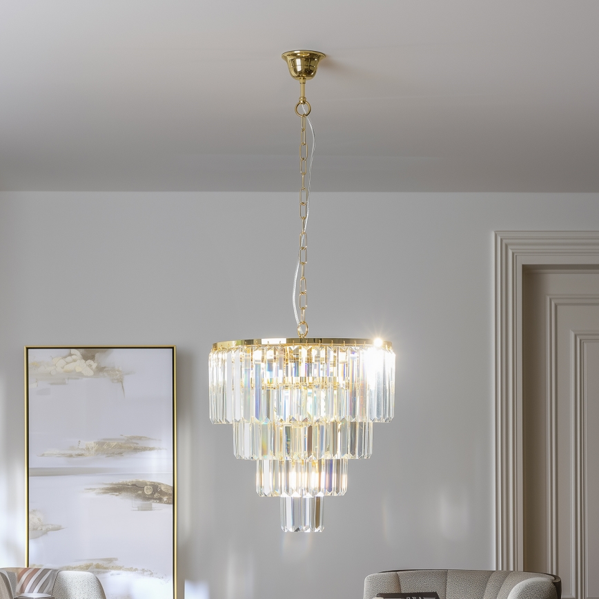 Brilagi - LED Lampadario di cristallo a sospensione con catena MOZART 5xE14/40W/230V oro