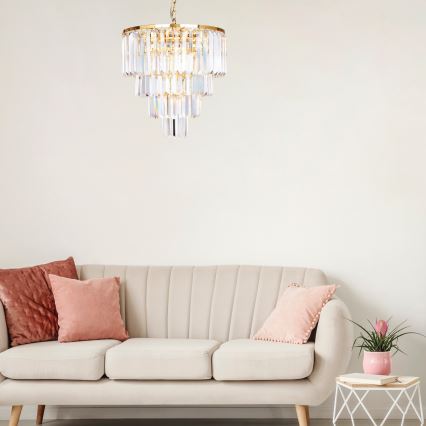 Brilagi - LED Lampadario di cristallo a sospensione con catena MOZART 5xE14/40W/230V oro